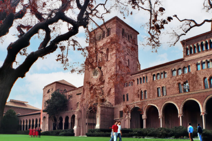 An AI generated image of USC's Bovard Administration Building